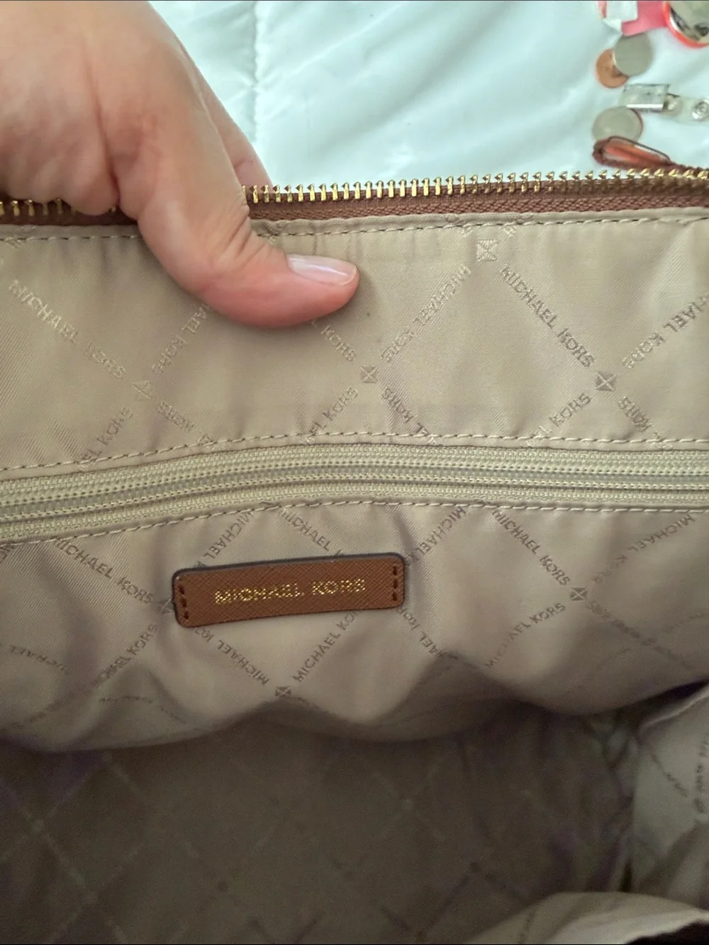 Michael Kors Brown Saffiano Leather Tote with Gold Accents